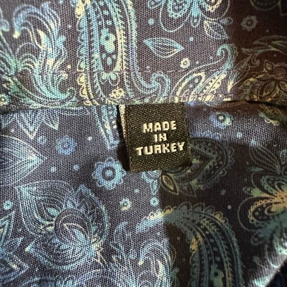 JARED LANG Men's Paisley Button-Down Long Sleeve Shirt Blue Size Extra Large - Picture 8 of 10